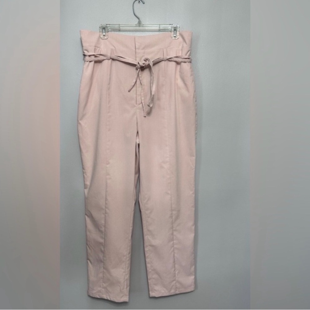 1. State High-Waist Paperbag Tie Belt Pants - Blush Pink sz14